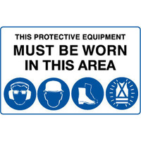 900x600mm - Fluted Board - This Protective Equipment Must be Worn in This Area (with 101, 105, 112, 114)