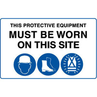 900x600mm - Fluted Board - This Protective Equipment Must be Worn on This Site (with 105, 112, 114)