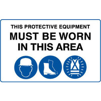 900x600mm - Fluted Board - This Protective Equipment Must be Worn in This Area (with 105, 112, 114)