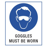 140x120mm - Self Adhesive - Pkt of 4 - Goggles Must be Worn