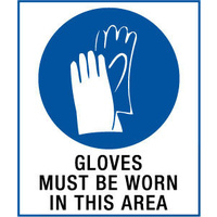 300x140mm - Self Adhesive - Gloves Must Be Worn in This Area