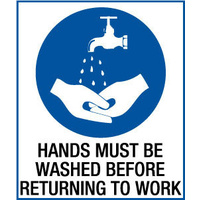 300x140mm - Self Adhesive - Hands Must be Washed Before Returning to Work