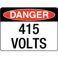 90x55mm - Self Adhesive - Sheet of 10 - Danger 415 Volts