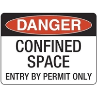 140x120mm - Self Adhesive - Pkt of 4 - Danger Confined Space Entry By Permit Only
