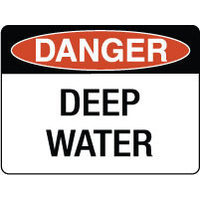600X400mm - Fluted Board - Danger Deep Water