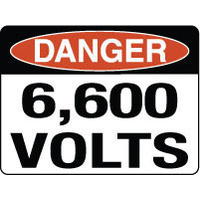 300x225mm - Poly - Danger 6,600 Volts
