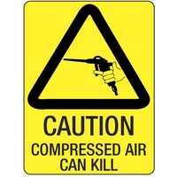 90x55mm - Self Adhesive - Sheet of 10 - Caution Compressed Air Can Kill