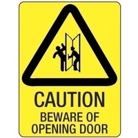 300x225mm - Poly - Caution Beware of Opening Door
