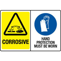 450x300mm - Poly - Multi Sign - Corrosive/Hand Protection Must Be Worn