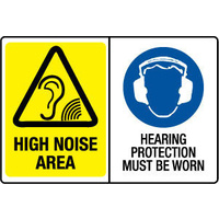 450x300mm - Poly - Multi Sign - High Noise Area/Hearing Protection Must Be Worn