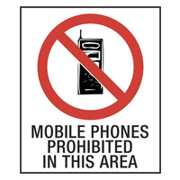 300x140mm - Self Adhesive - Mobile Phones Prohibited In This Area