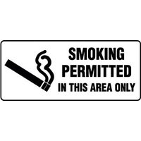 454OLP -- 450x200mm - Poly - Smoking Permitted In This Area Only