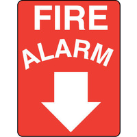 703MP -- 300x225mm - Poly - Fire Alarm (Arrow Down)