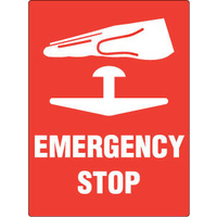 727MP -- 300x225mm - Poly - Emergency Stop With Picto