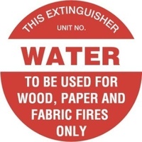FRL01P -- 200mm Disc - Poly - Fire Extinguisher Marker - Water (Red)