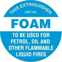 200mm Disc - Self Adhesive - Fire Extinguisher Marker - Foam (Blue)