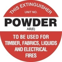 FRL05P -- 200mm Disc - Poly - Fire Extinguisher Marker - Powder AB(E) (White)