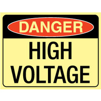 240x180mm - Self Adhesive - Luminous - Danger High Voltage