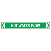 30x380mm - Self Adhesive Pipe Markers - Pkt of 10 - Hot Water Flow