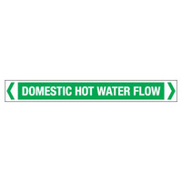 30x380mm - Self Adhesive Pipe Markers - Pkt of 10 - Domestic Hot Water Flow