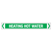 30x380mm - Self Adhesive Pipe Markers - Pkt of 10 - Heating Hot Water