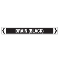 30x380mm - Self Adhesive Pipe Markers - Pkt of 10 - Drain (Black)
