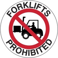 400mm - Self Adhesive, Anti-slip, Floor Graphics - Forklifts Prohibited