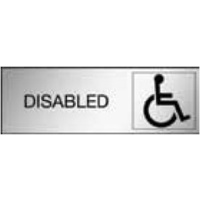 300x100 - Engraved Label - Black/Brushed Aluminium Traffilite - Adhesive Backed - Disabled (With Picto)