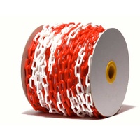 6mm Plastic Red/White Chain - Roll of 40mtrs