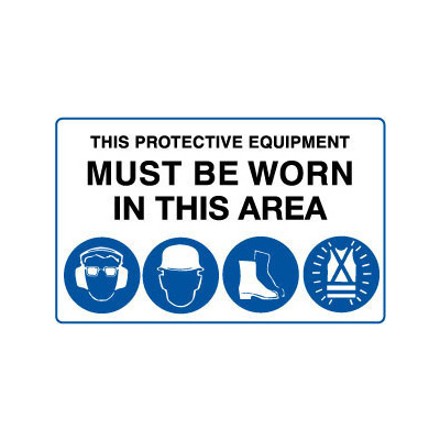 This Protective Equipment Must be Worn in This Area with 4 pictures