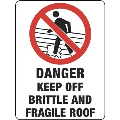 Danger Keep Off Brittle and Fragile Roof (Free Standing With Lip)