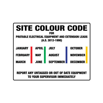 Site Colour Code For Portable Electrical Equipment etc