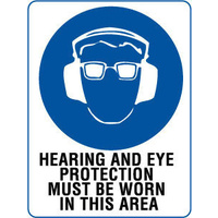 450x300mm - Metal - Hearing and Eye Protection Must be Worn in This Area