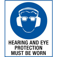 90x55mm - Self Adhesive - Sheet of 10 - Hearing and Eye Protection Must be Worn