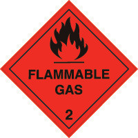 50x50mm - Self Adhesive - Roll of 250 - Flammable Gas 2