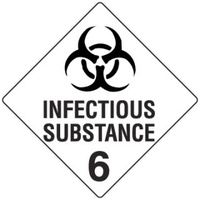 50x50mm - Self Adhesive - Sheet of 12 - Infectious Substance 6