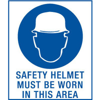 240x180mm - Self Adhesive - Safety Helmet Must be Worn in This Area