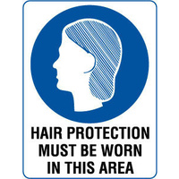 600X400mm - Metal - Hair Protection Must be Worn in This Area