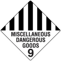 200x200mm - Self Adhesive - Pkt of 5 - Miscellaneous Dangerous Goods 9