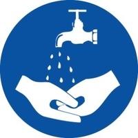 200mm Disc - Self Adhesive - Hands Must be Washed Pictogram