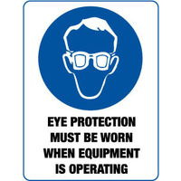 140x120mm - Self Adhesive - Pkt of 4 - Eye Protection Must be Worn when Equipment is Operating