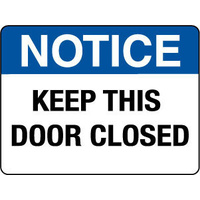 140x120mm - Self Adhesive - Pkt 4 - Notice Keep This Door Closed