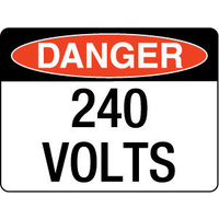 240x180mm - Self Adhesive - Danger 240 Volts