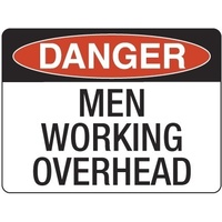 240x180mm - Self Adhesive - Danger Men Working Overhead