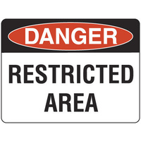 240x180mm - Self Adhesive - Danger Restricted Area