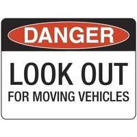240x180mm - Self Adhesive - Danger Look Out For Moving Vehicles