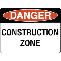 600x450mm - Fluted Board - Danger Construction Zone