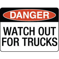600X400mm - Fluted Board - Danger Watch Out For Trucks