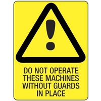 140x120mm - Self Adhesive - Pkt of 4 - Do Not Operate These Machines Without Guards in Place
