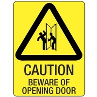 240x180mm - Self Adhesive - Caution Beware of Opening Door
